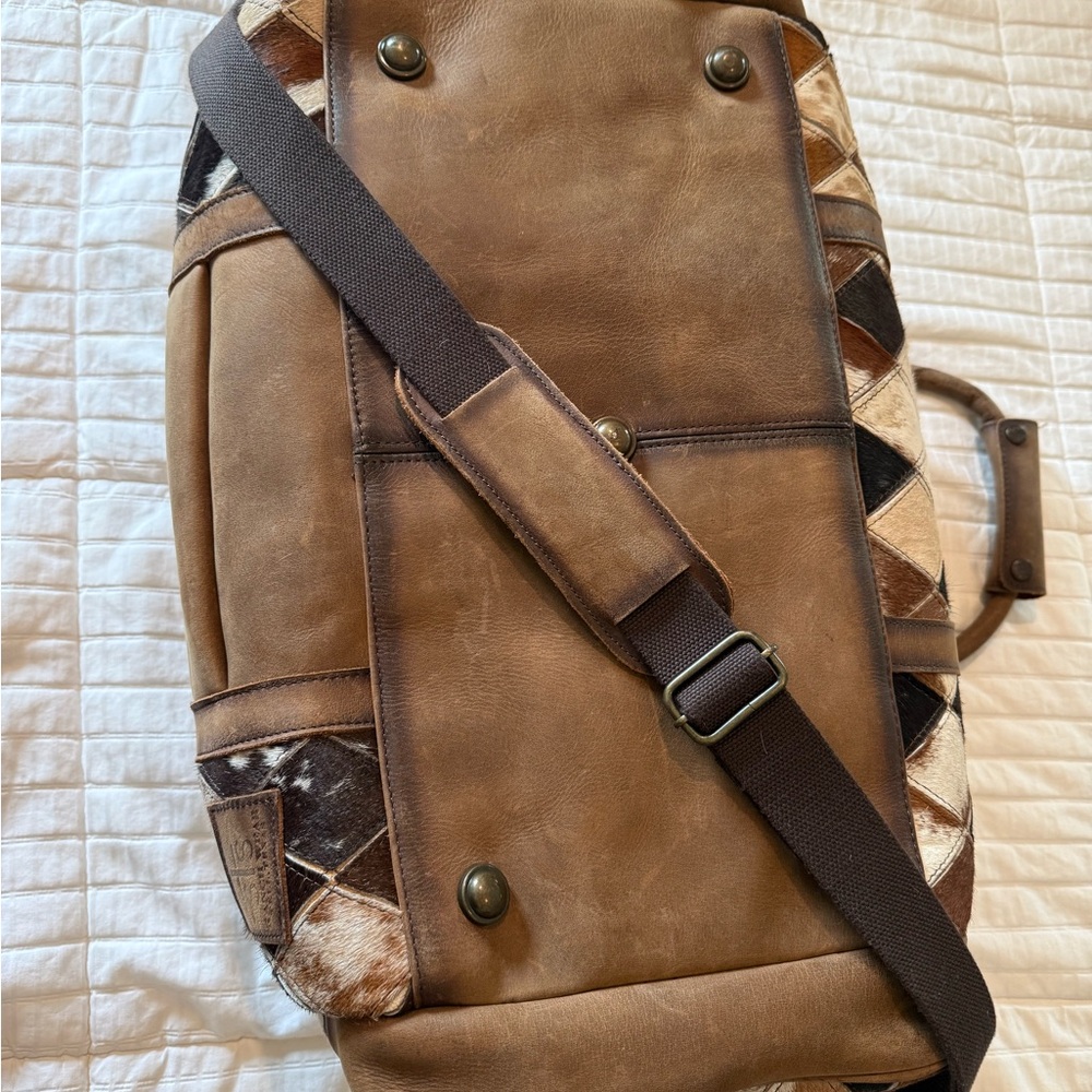 STS Ranchwear Brown Patchwork Leather Travel Duffle - Picture 7 of 16